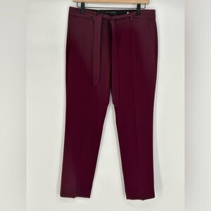 "NWT" Banana Republic Avery Mid-Rise Ankle Burgundy Trousers W/Belt- Women Sz. 4
